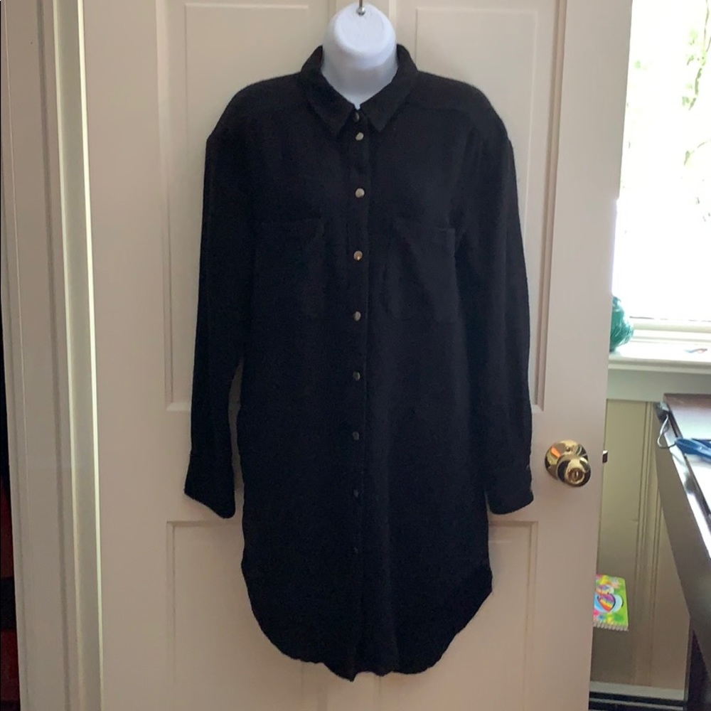 Free People Street Talk Black Flannel Small